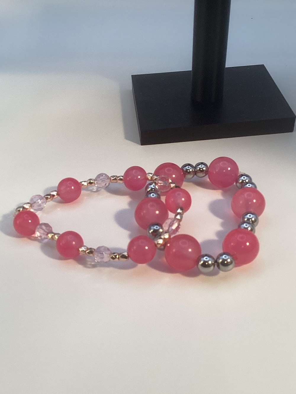 Pink Beaded Stretch Bracelet Set - Women's Jewelry - Picture 3 of 8